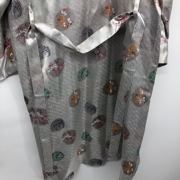 Winter | Vintage Mulberry Brand Synth Satin Embroidered Floral Robe - Picture 15 of 16